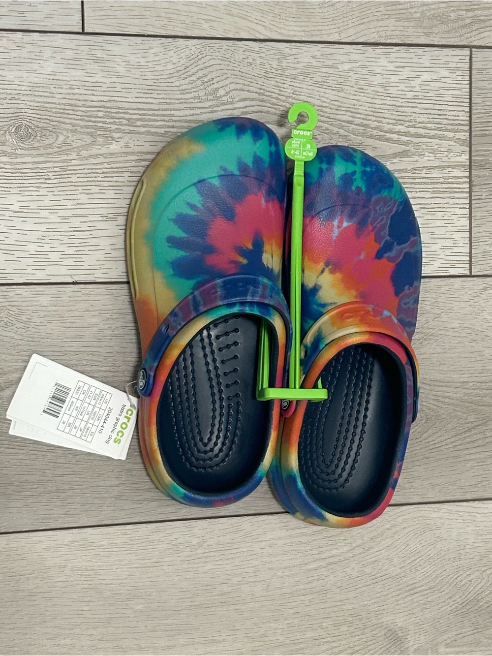 CROCS Bistro Graphic Slip Resistant Work Clog (Tie-Dye Navy/Bleu Marine) M8/W10